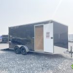 Bravo Scout 7K Enclosed Cargo Trailer with all doors open.