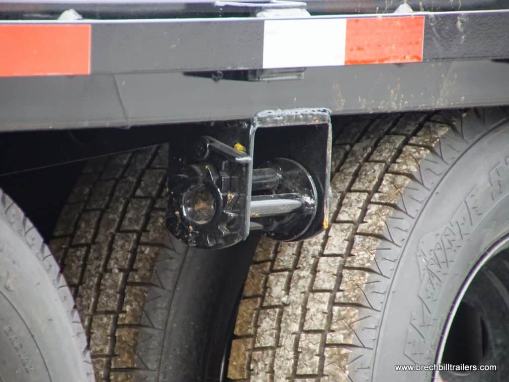 Strap attachments on the side of the trailer for securing loads.