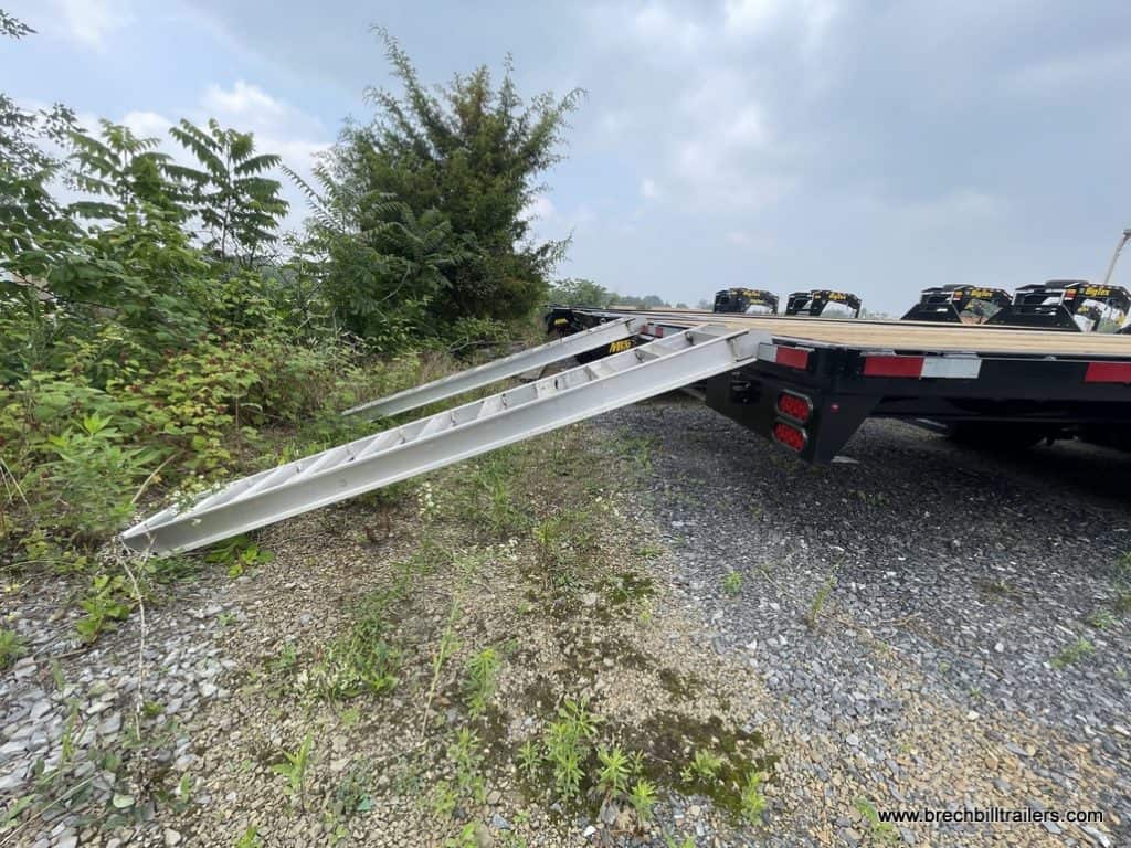 Side view of ramps on the trailer.