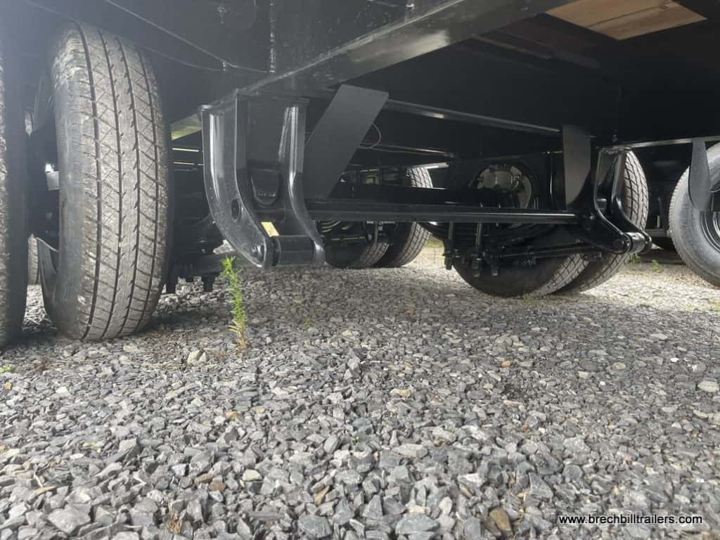The axles and suspension on the trailer.