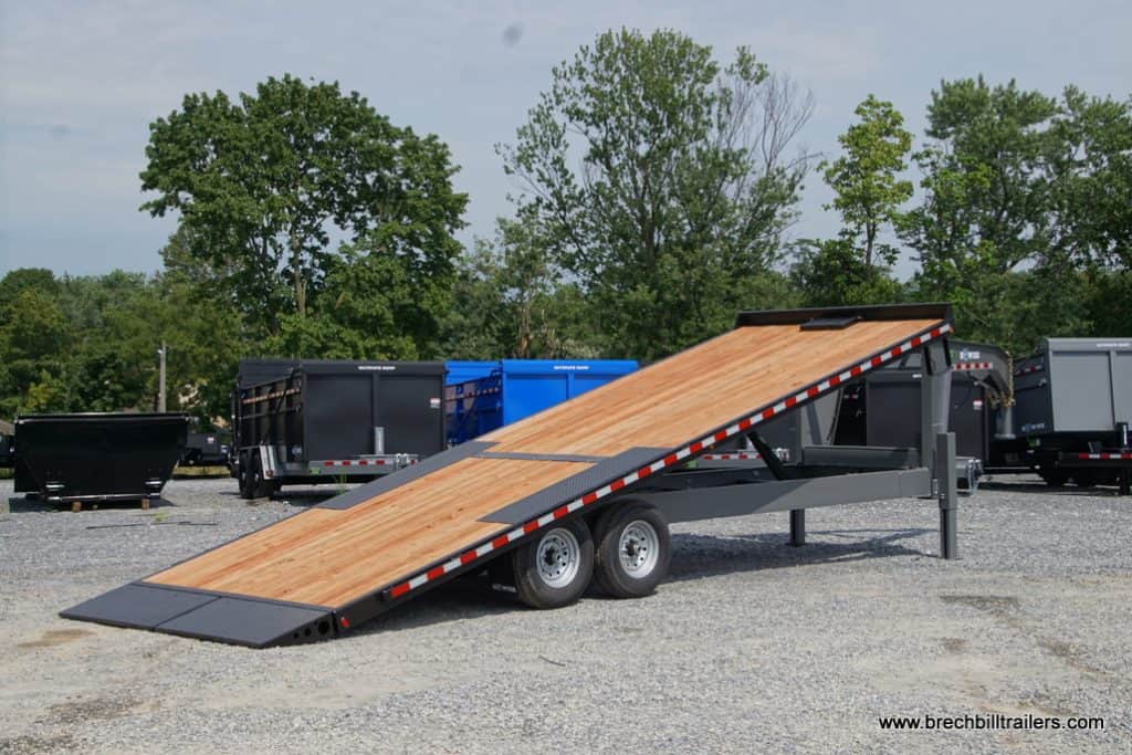 View of the deck on a Bwise 16.8K Hydraulic Tilt-Deck Trailer
