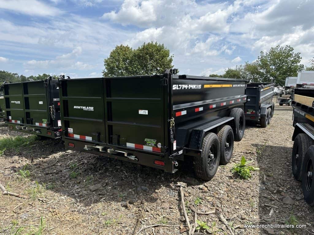 A black Southland 15K Tandem Axle High Side Dump Trailer