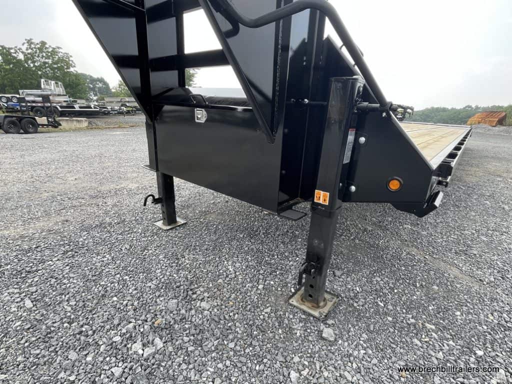 Dual jacks for the parked trailer.