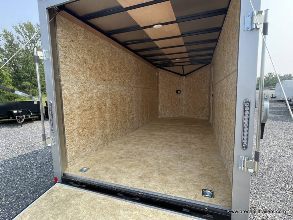 Looking in a Bravo Scout 7K Enclosed Cargo Trailer
