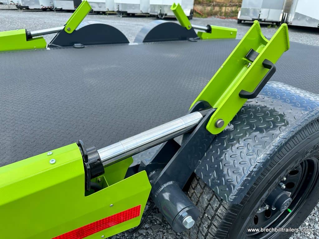 The FlatTrak Locking arm open ready to lower the deck to the ground 14k