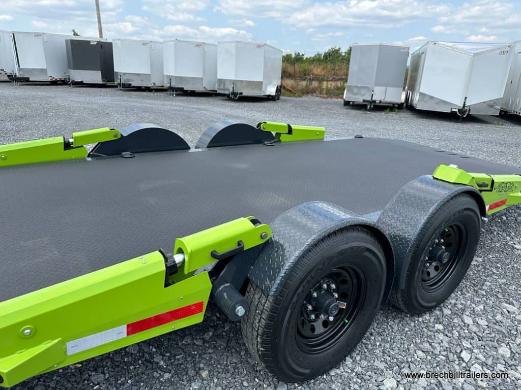 FlatTrak Locking Mechanism on the 22' 14k Knuckled A-Frame Trailer