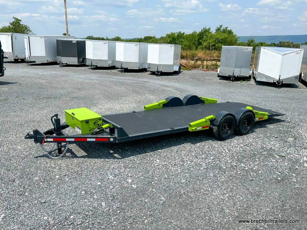 Side view of FlatTrak Low Clearance No Ramps Equipment Trailer