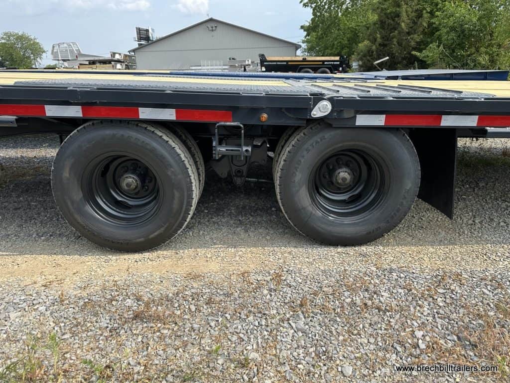 Wheels on the Belmont 26K Hydraulic Dovetail Gooseneck Trailer