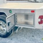 Opened tool box area on the EBY Free Country Truck Bed