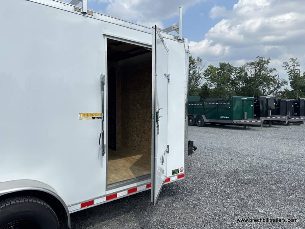 Side door open on the trailer.