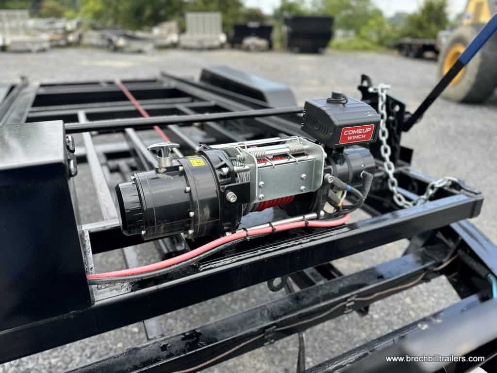 Comeup winch installed on the Big Text bumper pull dump trailer.