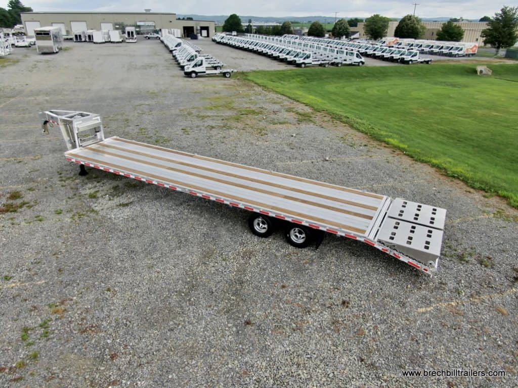 Looking down on the 40ft EBY 26K Deck-Over Gooseneck Equipment Trailer