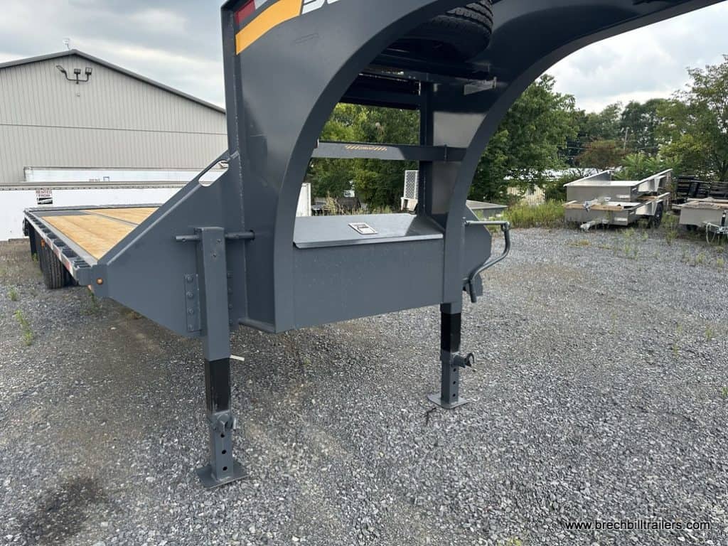 Gray gooseneck trailer for sale.