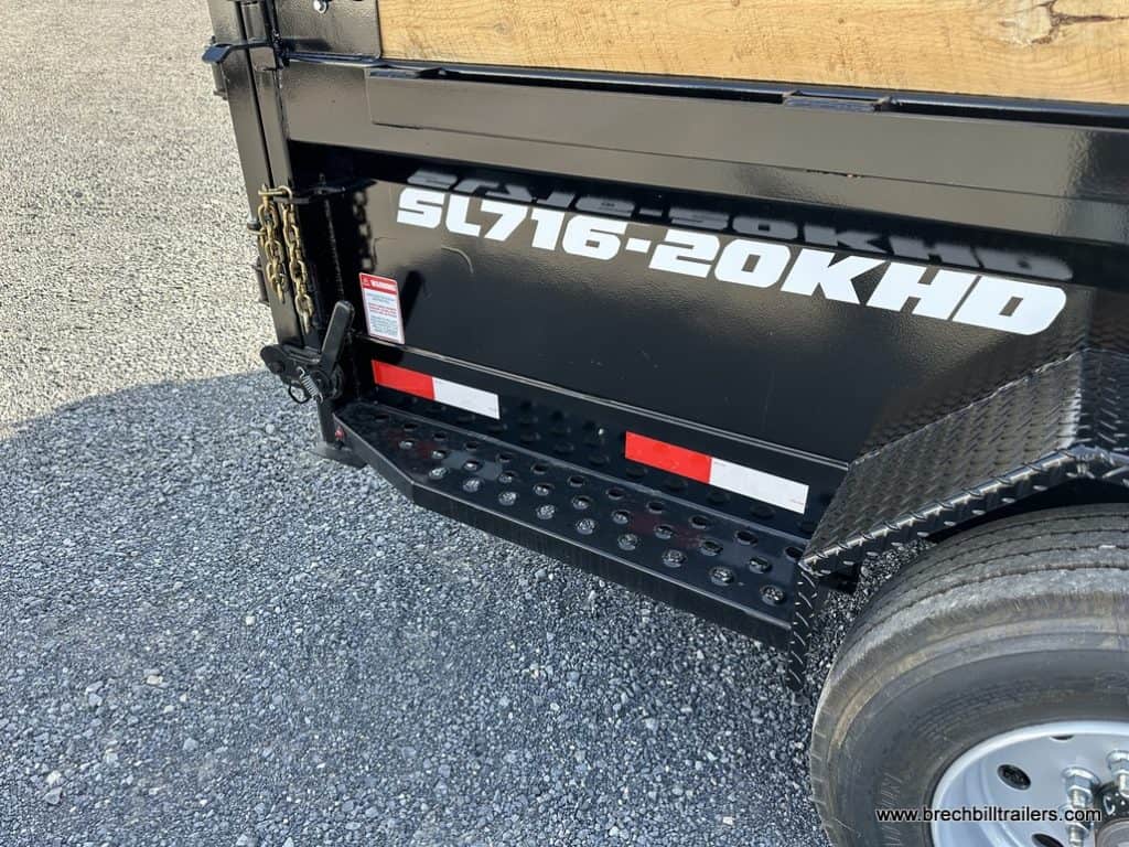The back of a Southland 22K Tandem Axle Dump Trailer