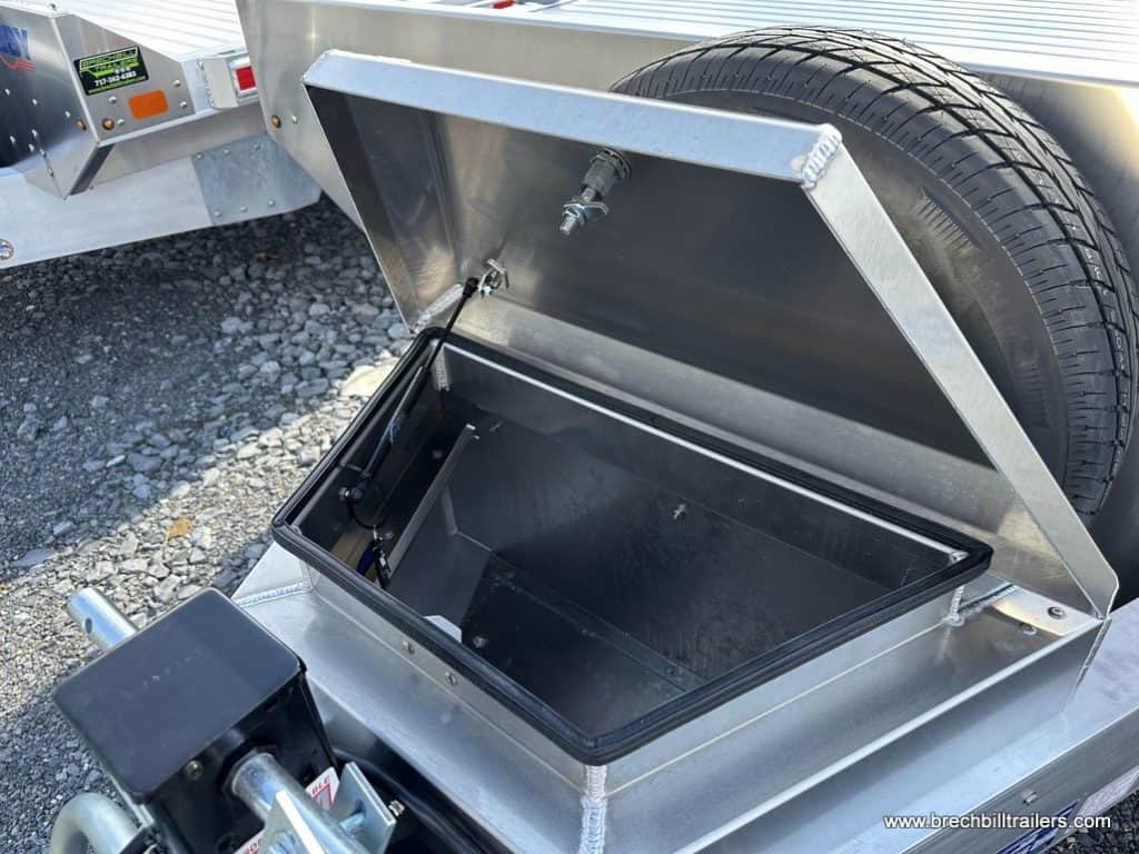 Open tool box on the trailer.