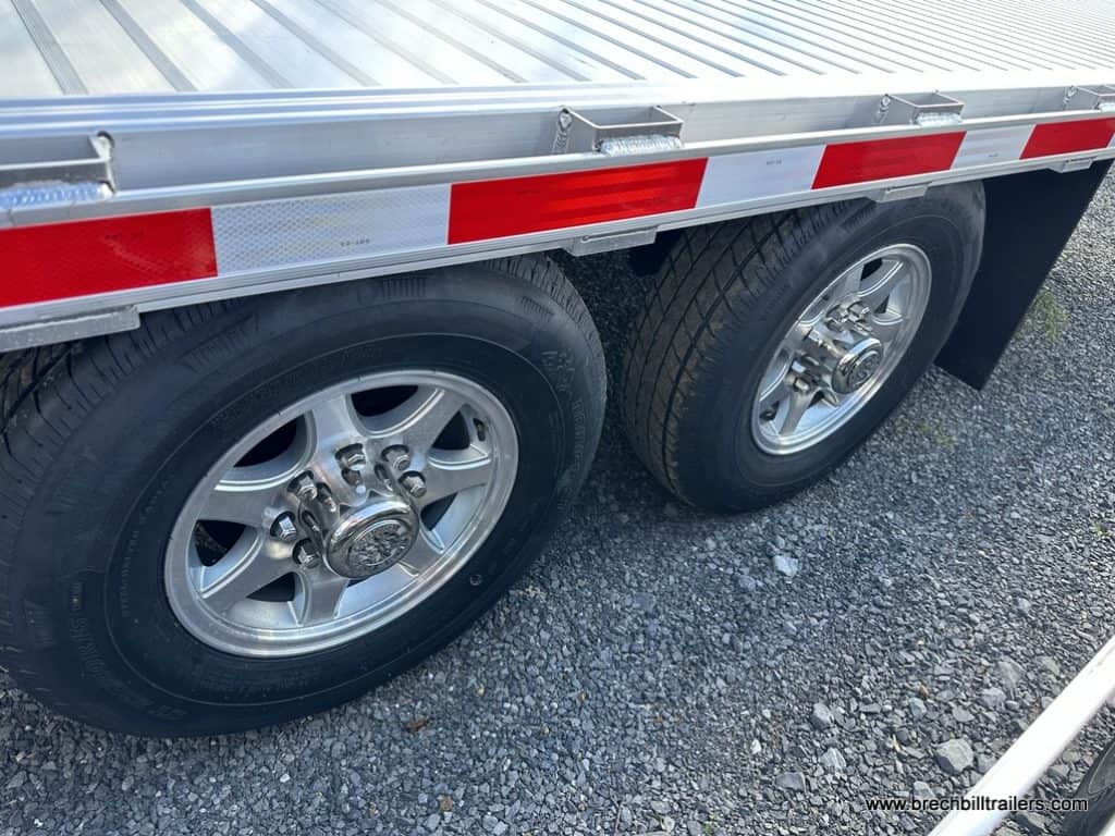 The wheels on the trailer.