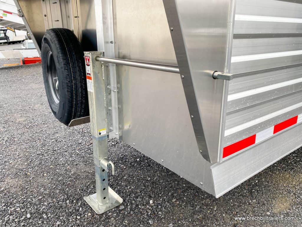 The jack and spare tire on the EBY Gooseneck Livestock Trailer
