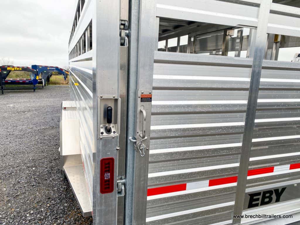 Rear of the EBY Gooseneck Livestock Trailer 7x24 Maverick