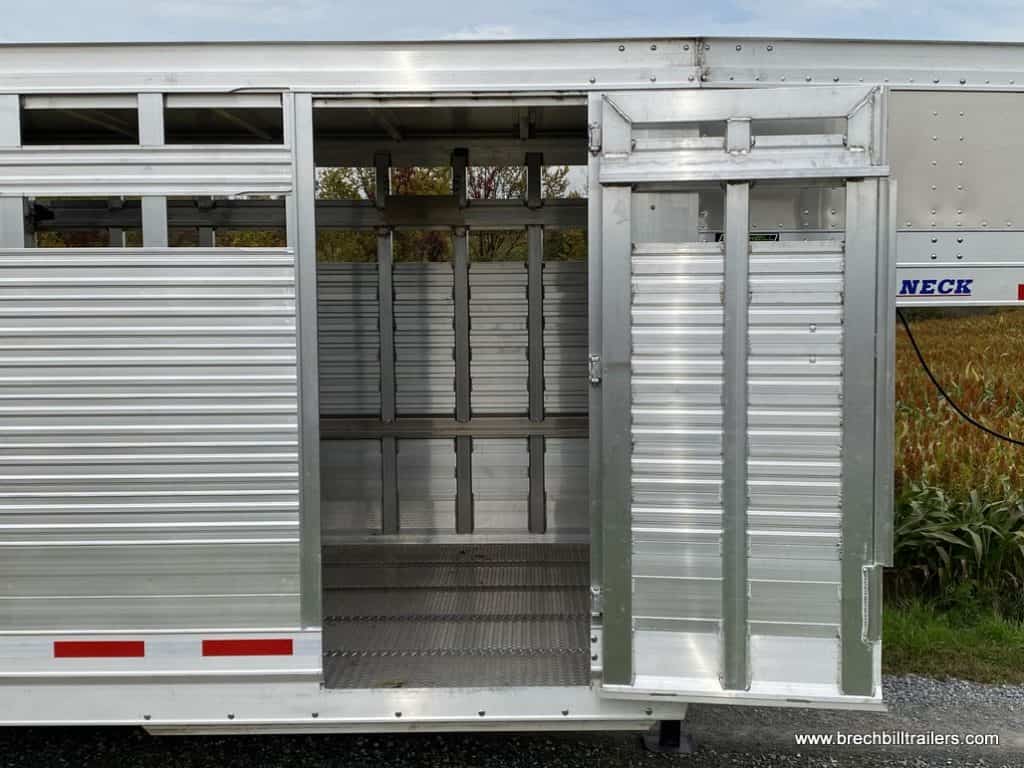 Looking in the side door of the trailer.