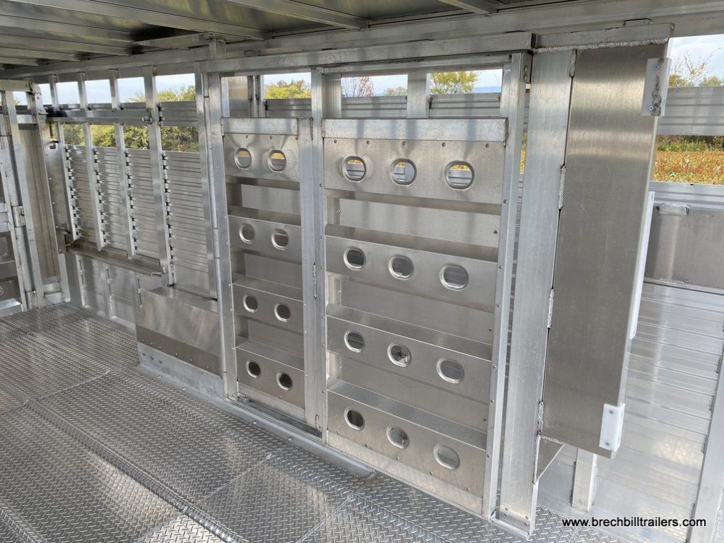 Aluminum gates inside the trailer.