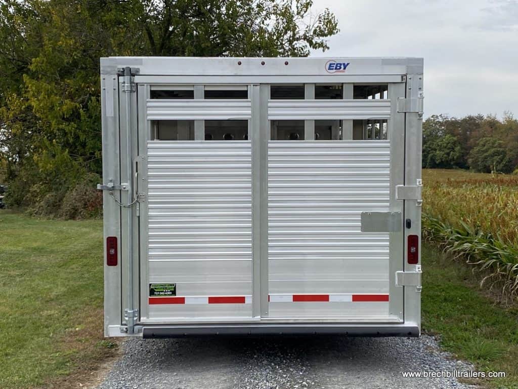 EBY 19K Ruff Neck Livestock Trailer rear view to see back door and brake lights