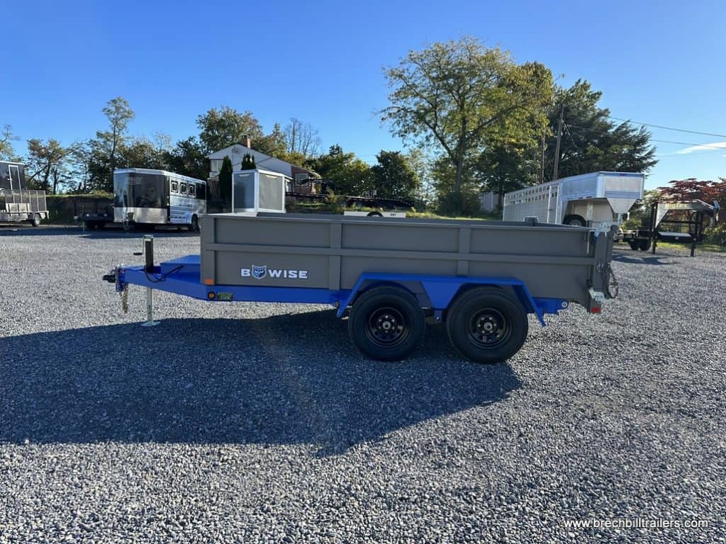 Gray box on a blue frame Bwise trailer.