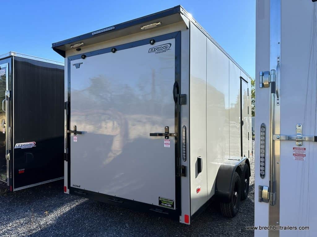 A white Bravo Scout trailer for sale.