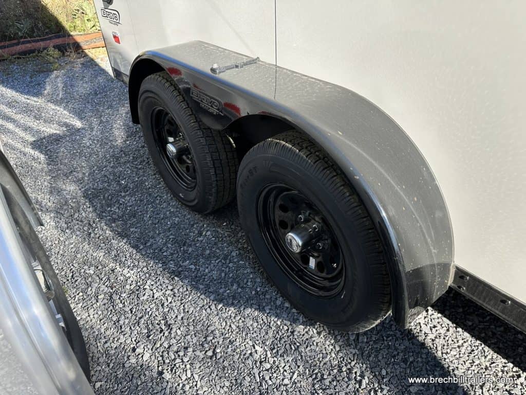 New black wheels on the cargo trailer.