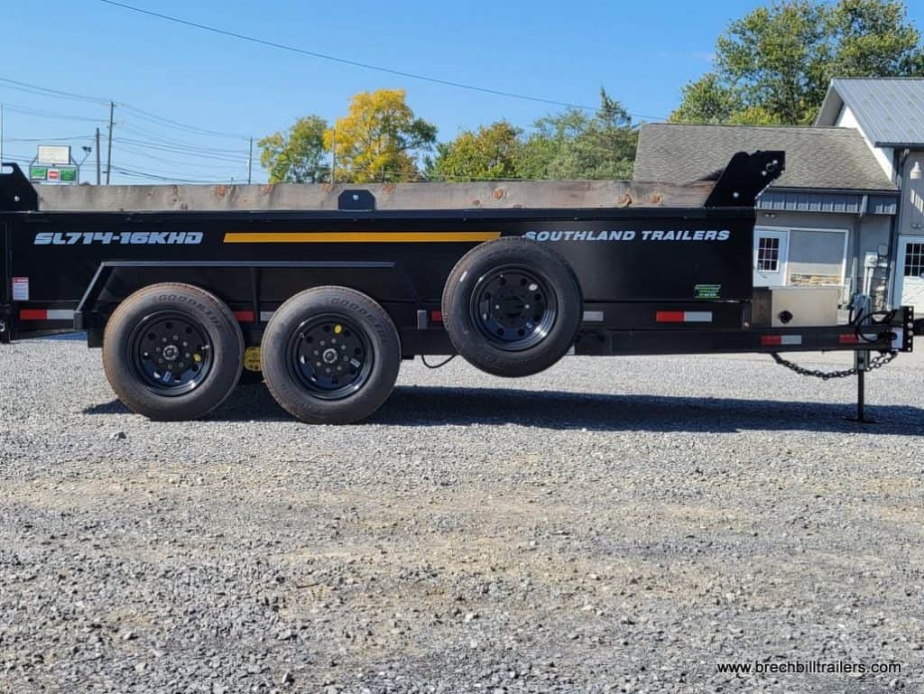 A black 7x14 Southland 16K Heavy Duty Dump Trailer