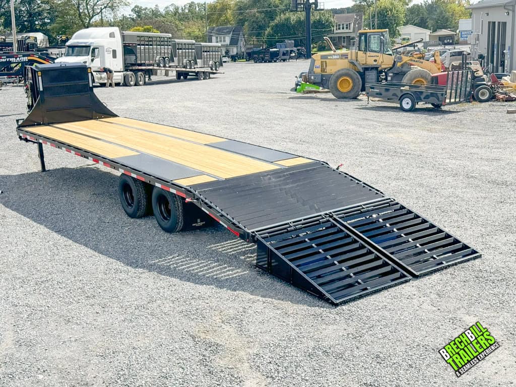 Ramp down on the Belmont 8.5x30 Heavy Duty Gooseneck Trailer.