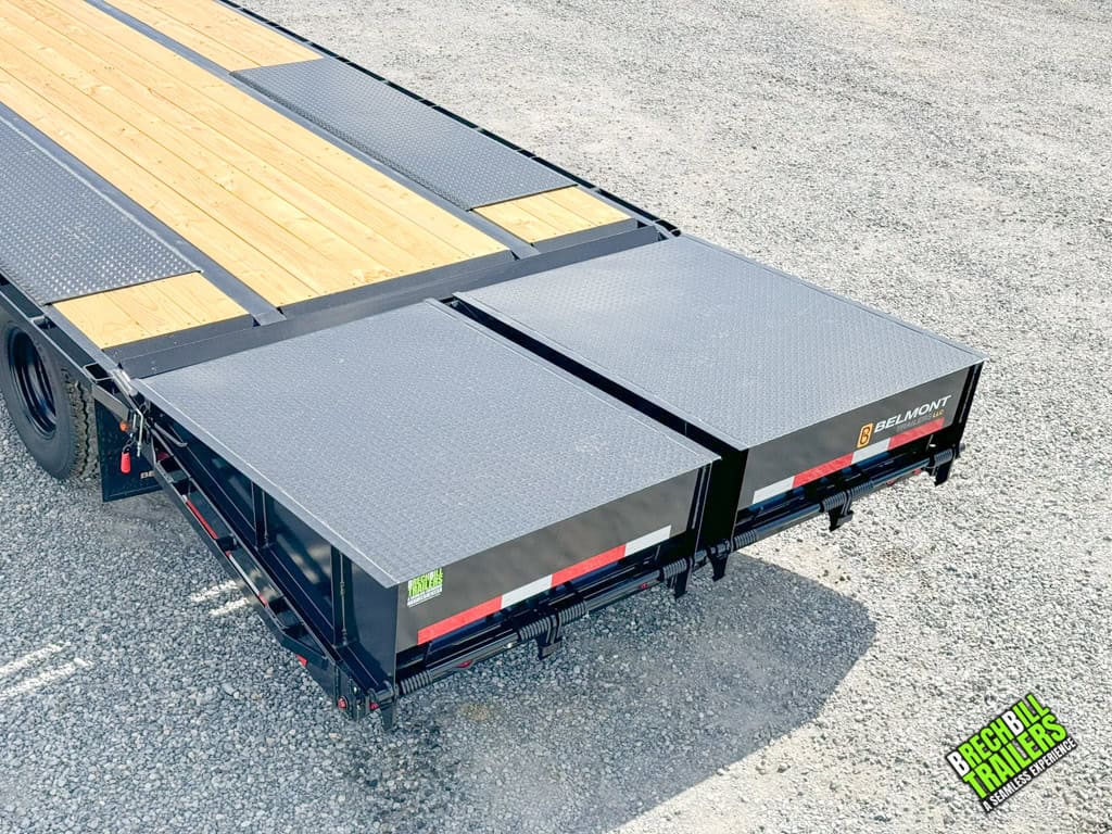 Smooth ramps on the back of the Belmont 8.5x30 Heavy Duty Gooseneck Trailer
