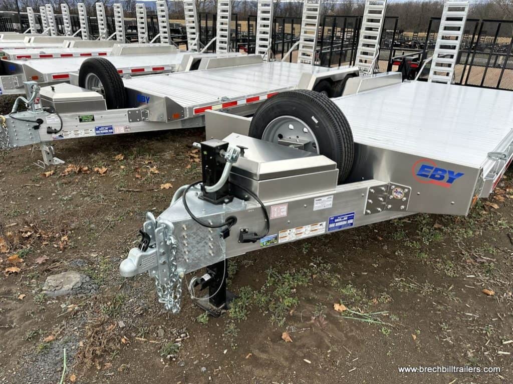 Front view of the EBY HD Aluminum 16K Equipment Trailer 7x20