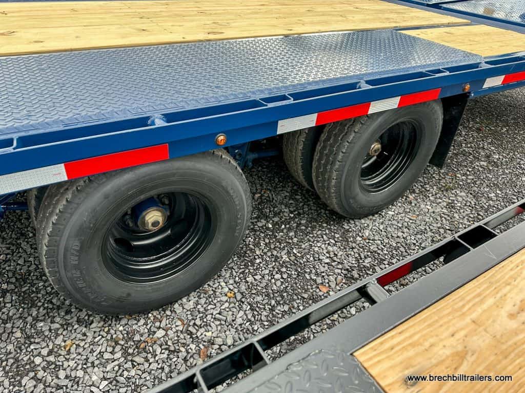 The deck on a Belmont HD 26K Deckover Gooseneck Trailer