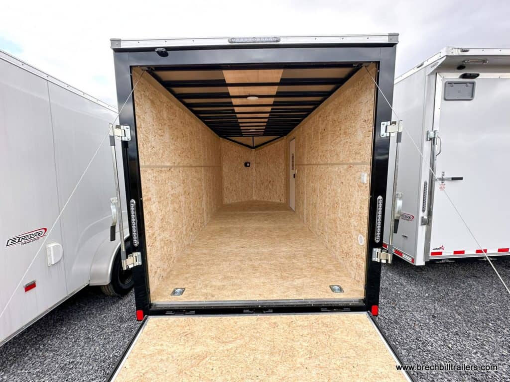 Outside looking into the cargo trailer.