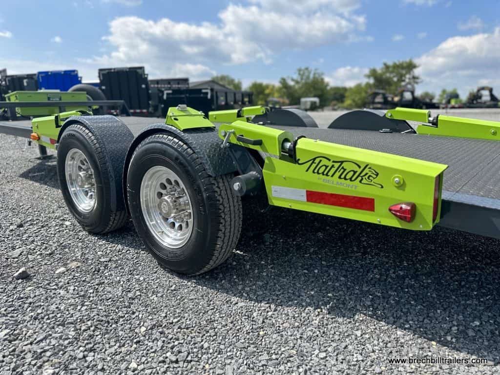 Side view with a closeup of the wheels and the FlatTrak logo.