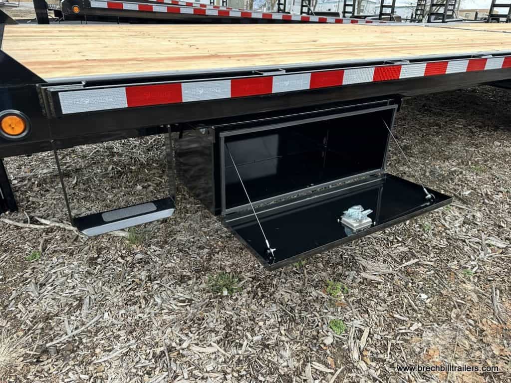 Open storage box on the trailer.