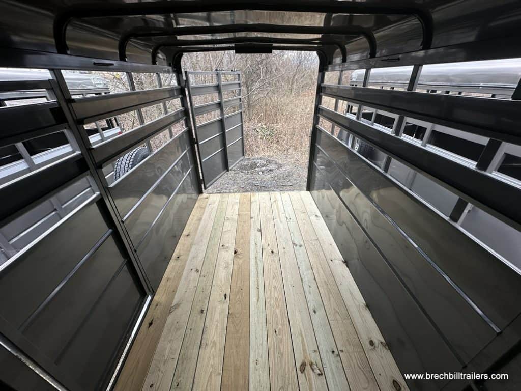 Inside a Valley 7x12 High Side Stock Trailer