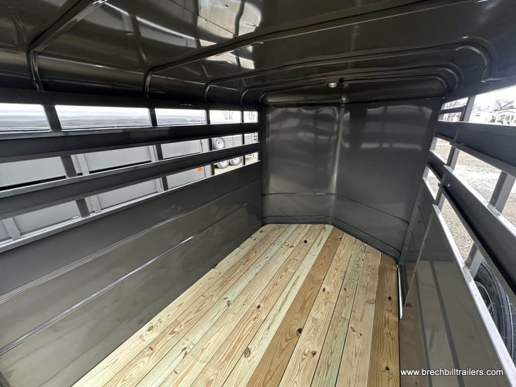 Interior of the Valley 7x12 High Side Stock Trailer