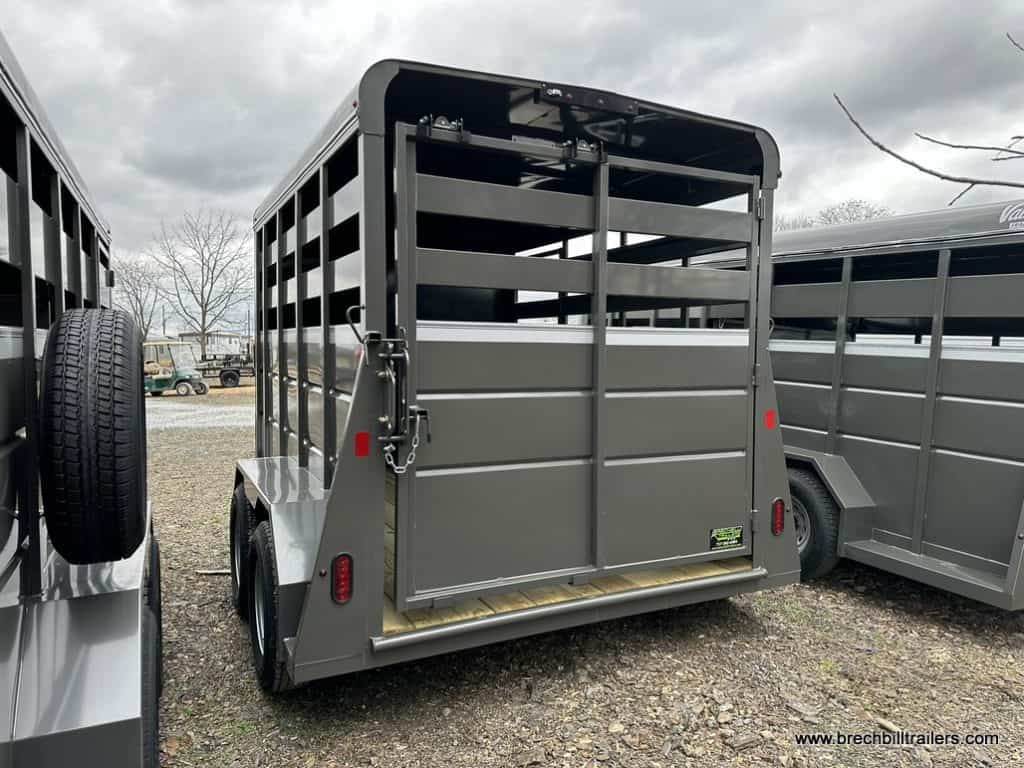 A beautiful gray Valley 7x12 High Side Stock Trailer