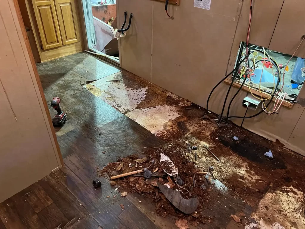 Repairing Water Leak In Horse Trailer Floor Damage