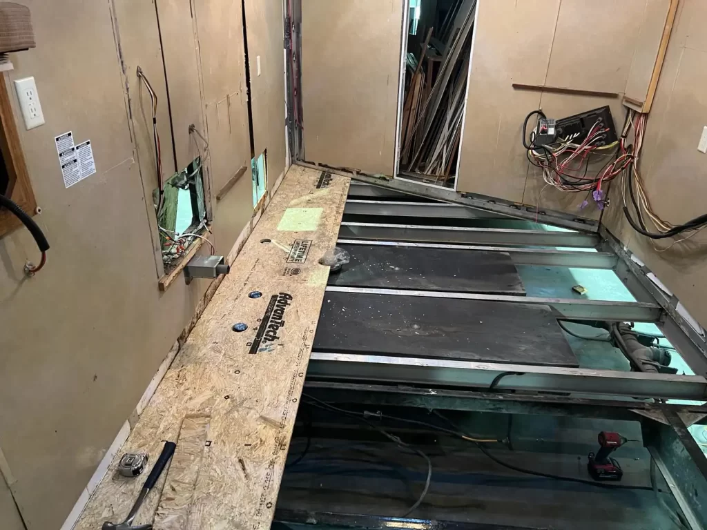 Repairing Water Leak In Horse Trailer During Floor Repair