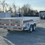 Rear view of the EBY Heavy Duty Aluminum Dump Trailer