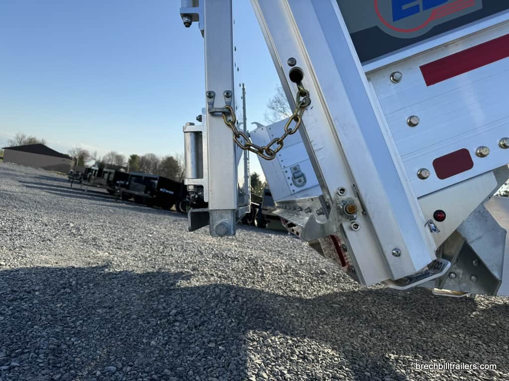 EBY Heavy Duty Aluminum Dump Trailer in dump position.