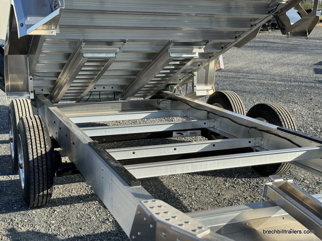Aluminum trailer frame and crossmembers.