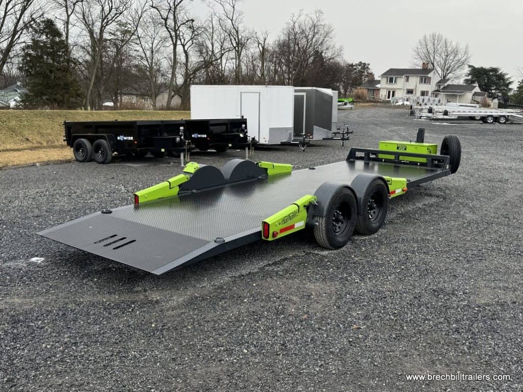 FlatTrak Flat Deck Scissor Lift for hauling heavy equipment
