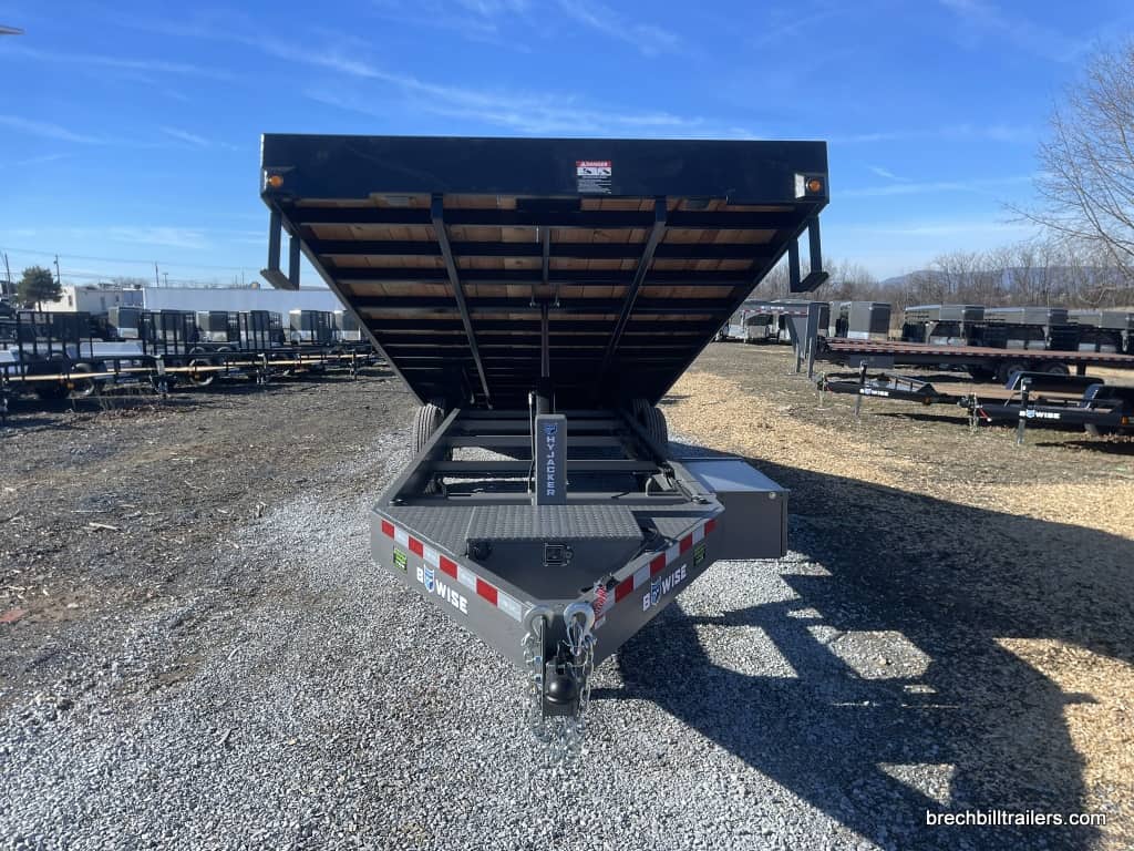 Bwise 15.4K Hydraulic Tilt-Deck Trailer front view while tilted.