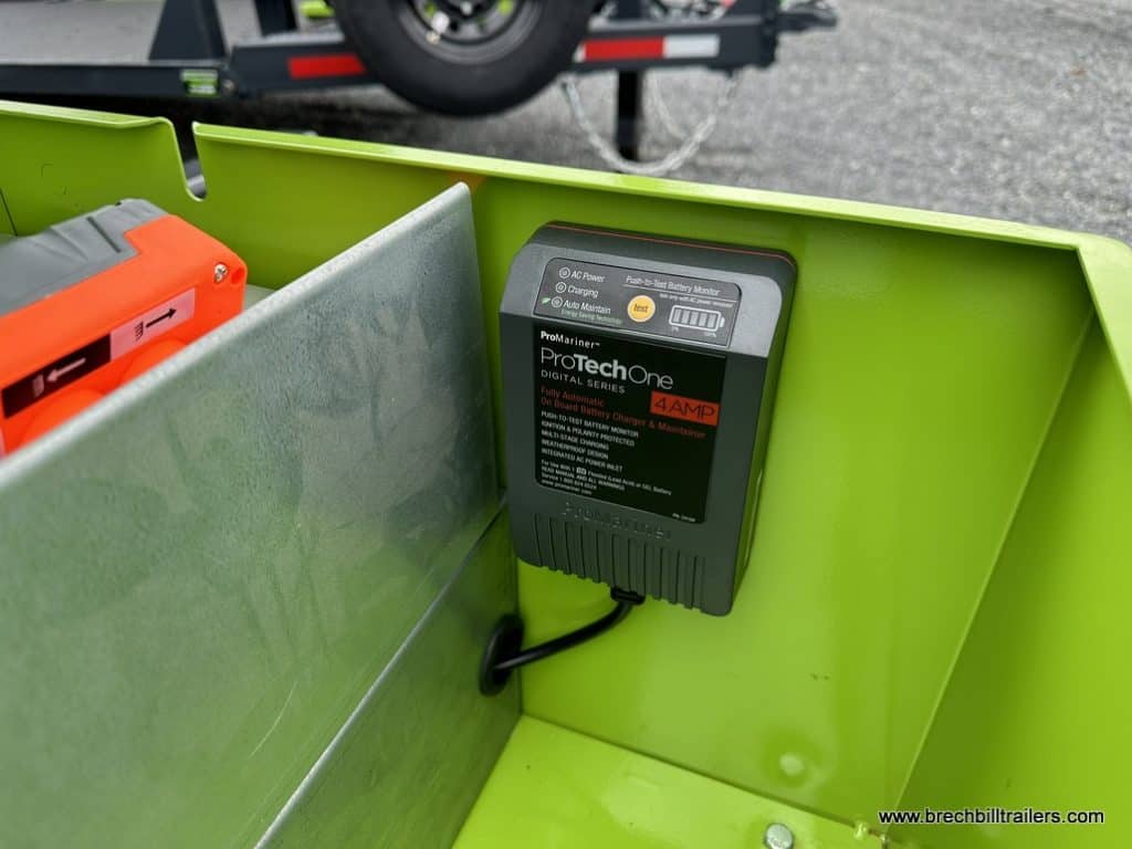 ProTechOne battery charger and maintainer installed on the trailer.