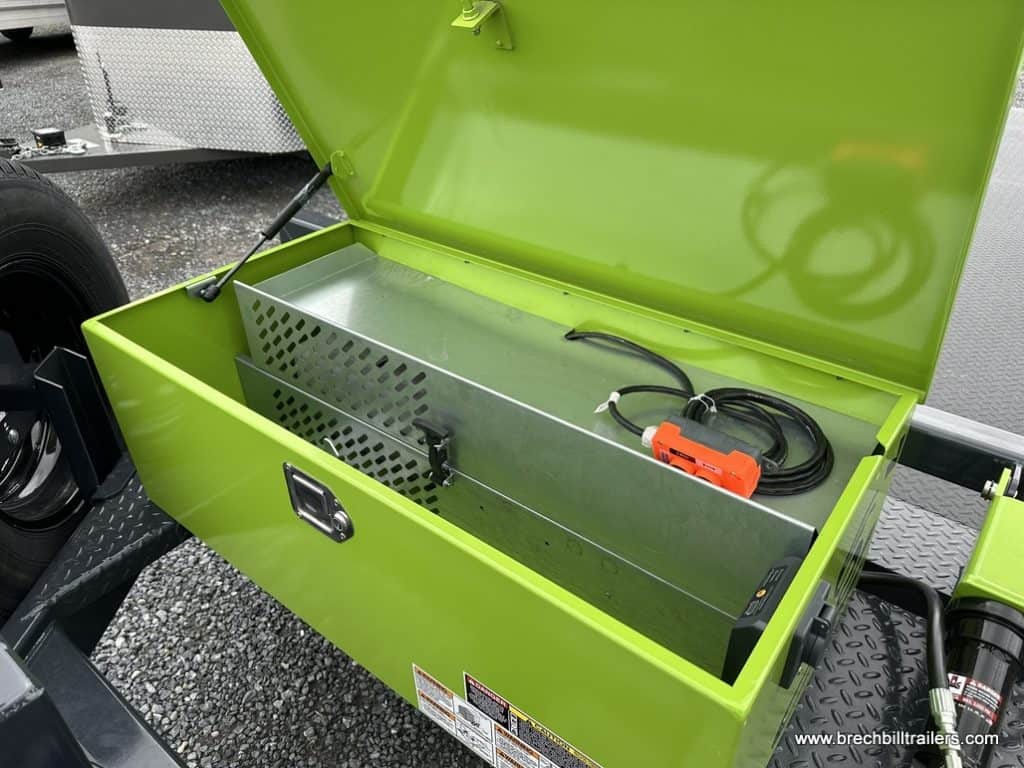Storage box with hydraulic control switch inside.