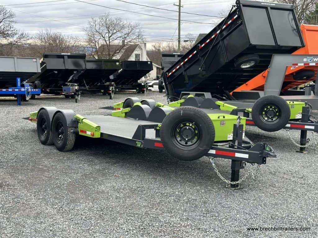 A brand new FlatTrak 7x18 Lay Flat 14K Equipment Hauler Trailer for sale.