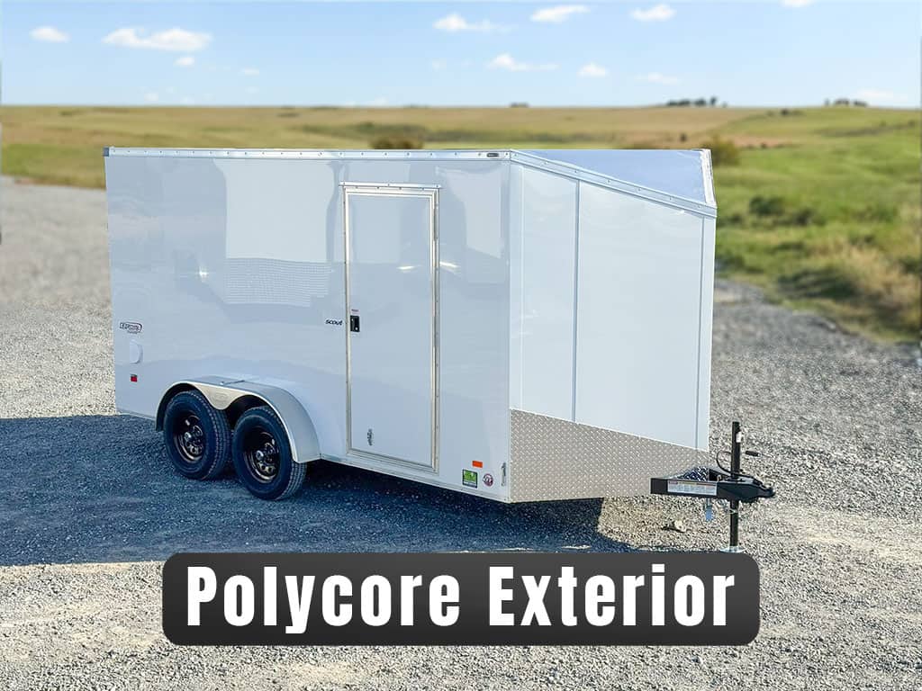 Polycore exterior on a white trailer